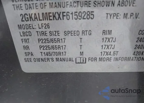 2015 GMC Terrain Sle-1 z USA, uszkodzony, nr VIN 2GKALMEKXF6159285